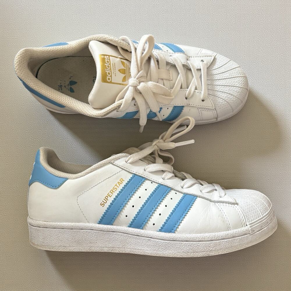 ADIDAS Superstar Foundation J Light Blue Samba Size 5.5
